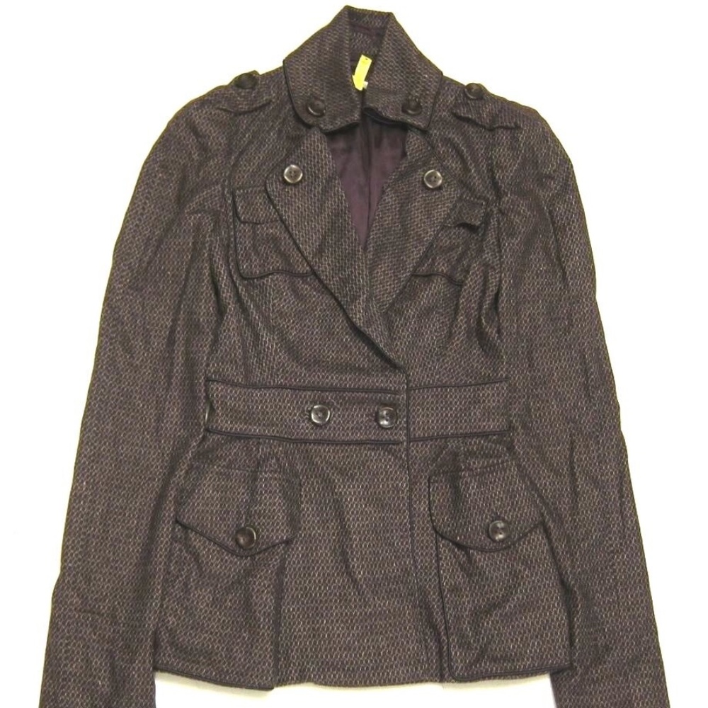 DVF Diane von Furstenberg Wool Military Jacket in Wine Red / Purple sz S